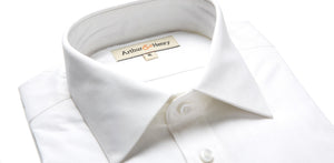 White Slimmer Fit Herringbone Organic Cotton Shirt